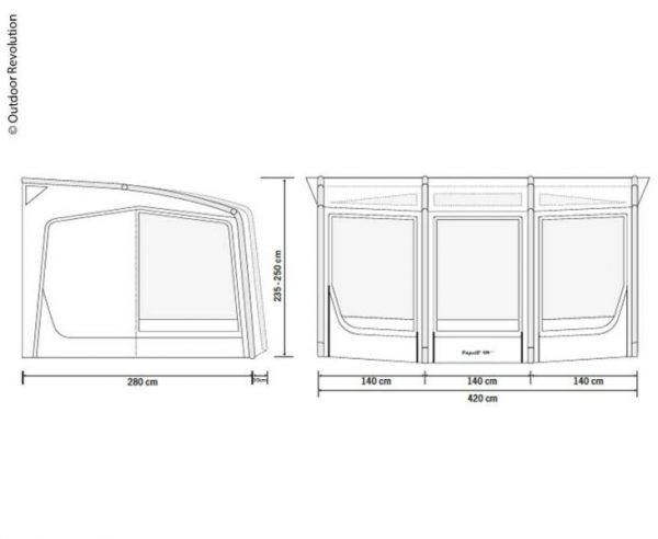 Avance ligero Caravana hinchable muy espaciosa Teilzelt premium con el nuevo sistema Vario 4