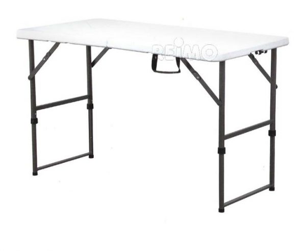 Table Easy 1, 122x61cm,hdpe Top Blanco=4,2kg,marco De Acero,altura Ajustable 1