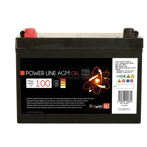 Batería auxiliar Powerlib Power Line Gel 100 Amp 1