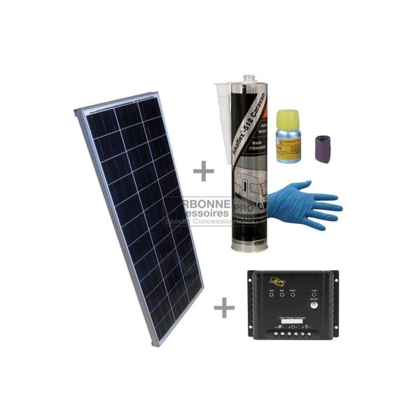 PAQUETE Solar 100W + Regulador MPPT + Kit de pegamento 1