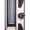 Puerta del edificio, blanca en el exterior, incluida la ventana 220x1140 mm + roller ciego beige
