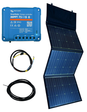 Conjunto de módulos solares plegables de 190W, incluyendo Victron MPPT y cable solar 1