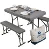 Garnitur Easy - Mesa 105x65 cm y 2 bancos 84.5x20cm, gris