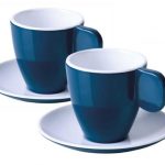 Tazas para espresso de melamina, set de 2, azul oscuro/blanco, 2 tazas+2 platillos 3