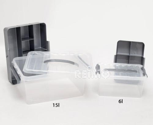Caja de almacenamiento Q-line MultiBox 6L, transparente/metal 2