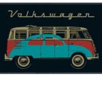 VW Collection Bulli Türmatte, Black Bus+Beetle, 75x50cm, 100%Nylon 2