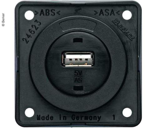 Enchufe USB incorporado, negro mate, 12V, 3A Corriente de salida 1